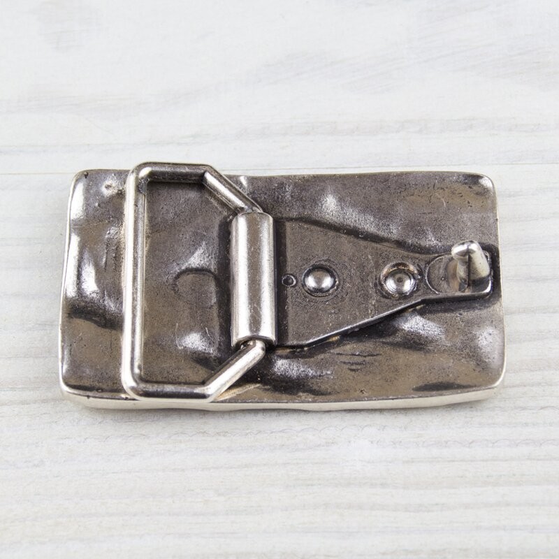 Industrial Grid Belt Buckle Rectangular Antique Silver Lattice Design Mens