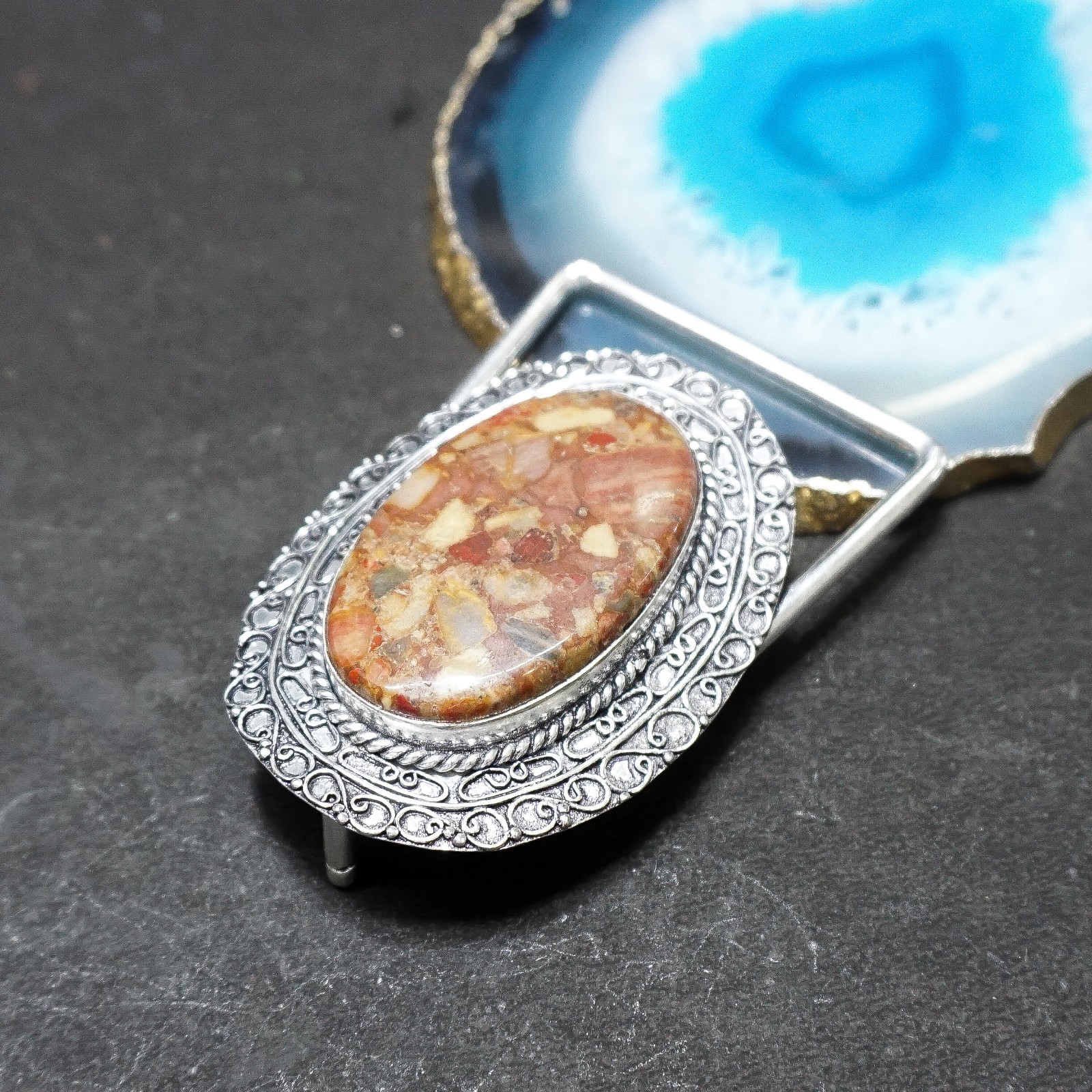 Belt Buckle For Men Handcrafted Coffee Jasper Cowboy Accessories For Men