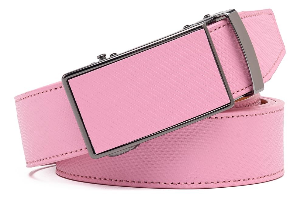 Fabio Valenti Ratchet Belt Dress with 1 3/8&Prime; Genuine Adjustable 46”, 2091pink