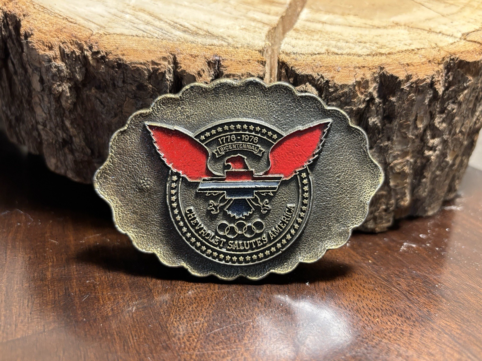 1976 Chevrolet Bicentennial Belt Buckle Chevy Eagle Logo R Roberts USA RARE GMAD