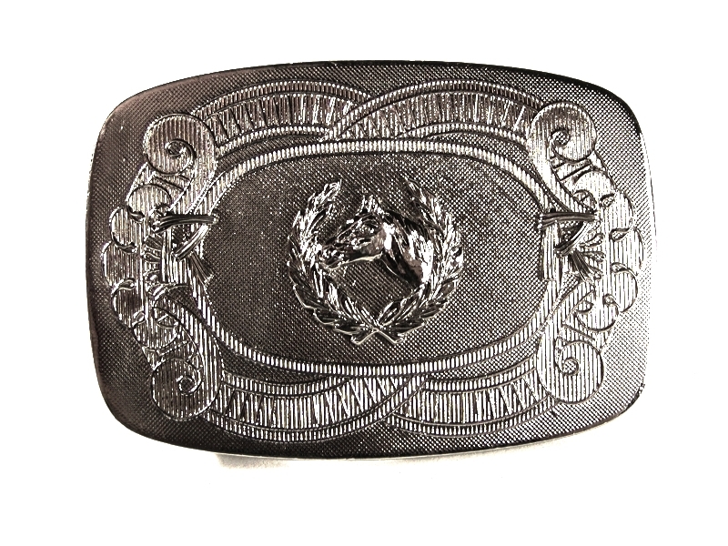 Silvertone Horse Wreath Belt Buckle By HOOK-FAST REG. U.S. PAT. OFF. 42216