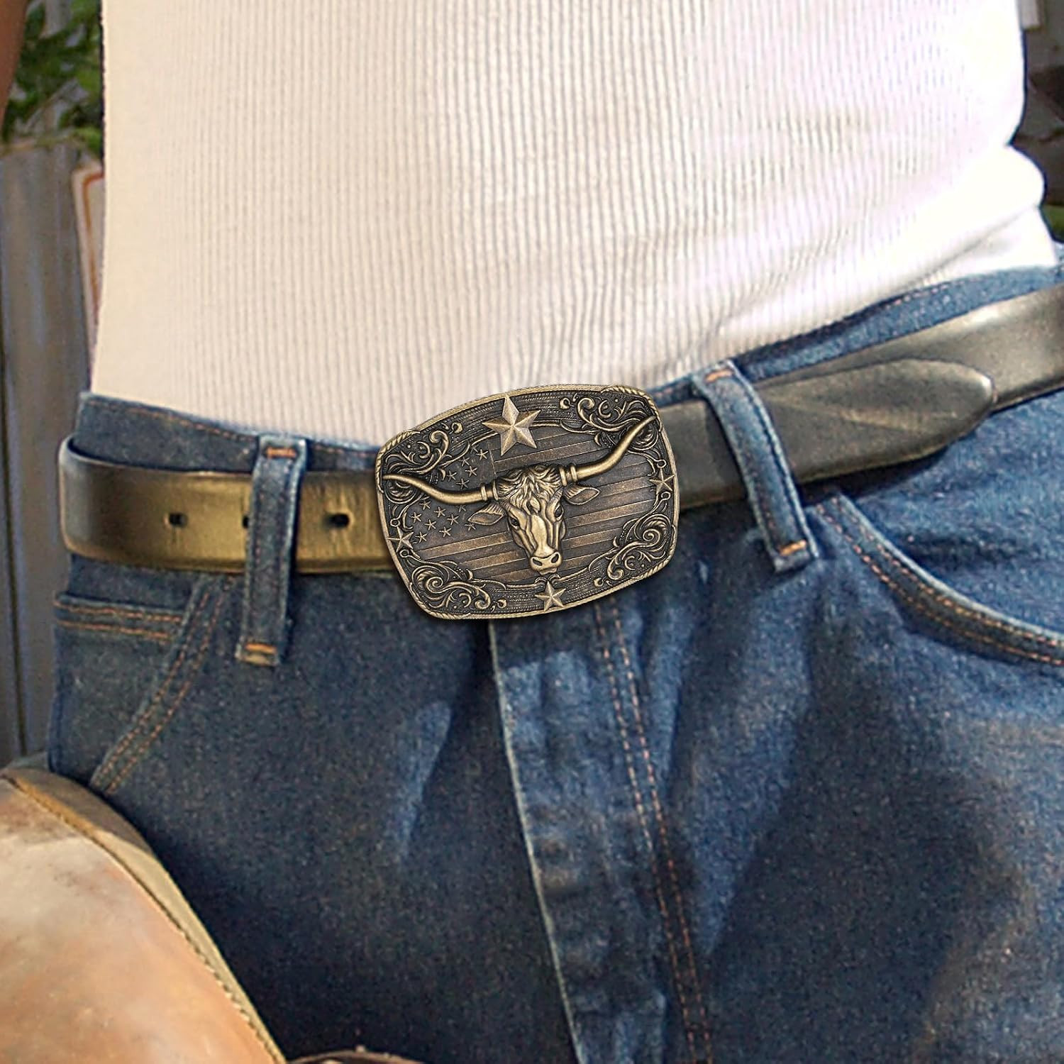 Cowboy Belt Buckle for Men Western Cowgirl Rodeo Longhorn Bull Belt Buckles