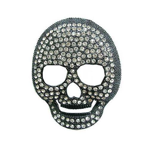 Skeleton Pirate Skull Mask Tattoo Biker Clear Rhinestone Fashion Belt Buckle