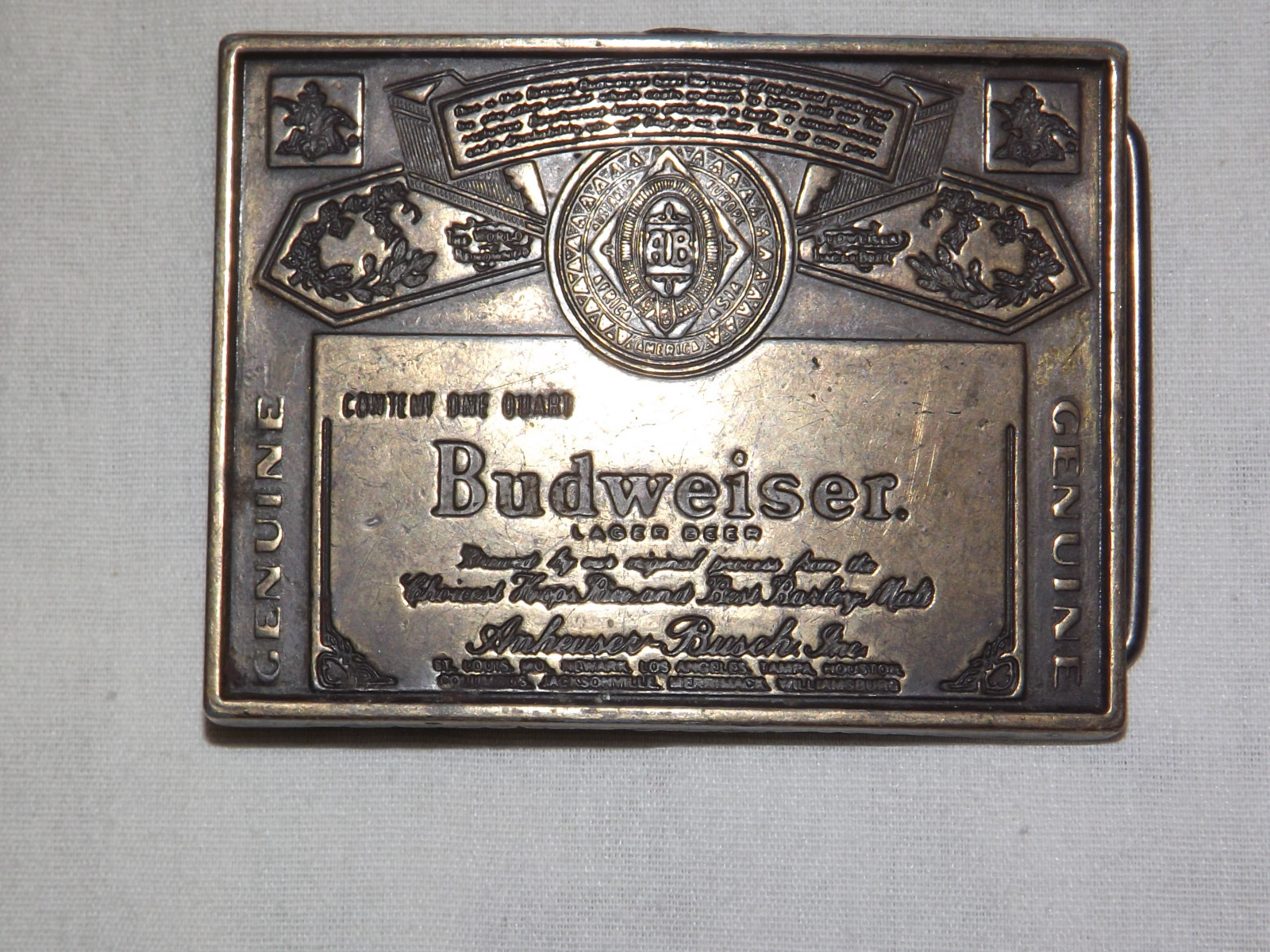 VINTAGE GENUINE BUDWEISER BEER BELT BUCKLE
