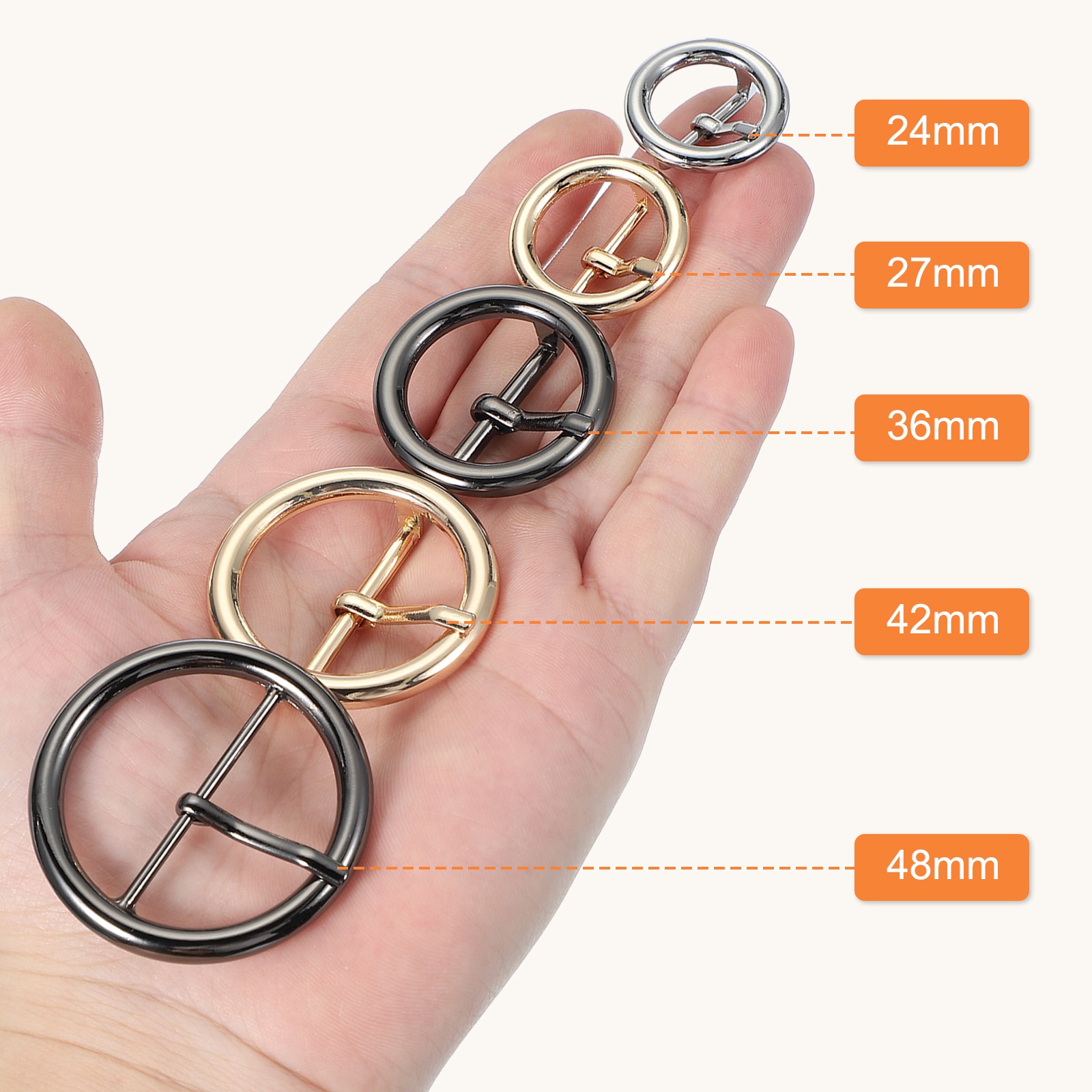 9Pcs 1.2&Prime; Single Prong Belt Buckle Metal Roller Buckle Black/Silver/Light Gold