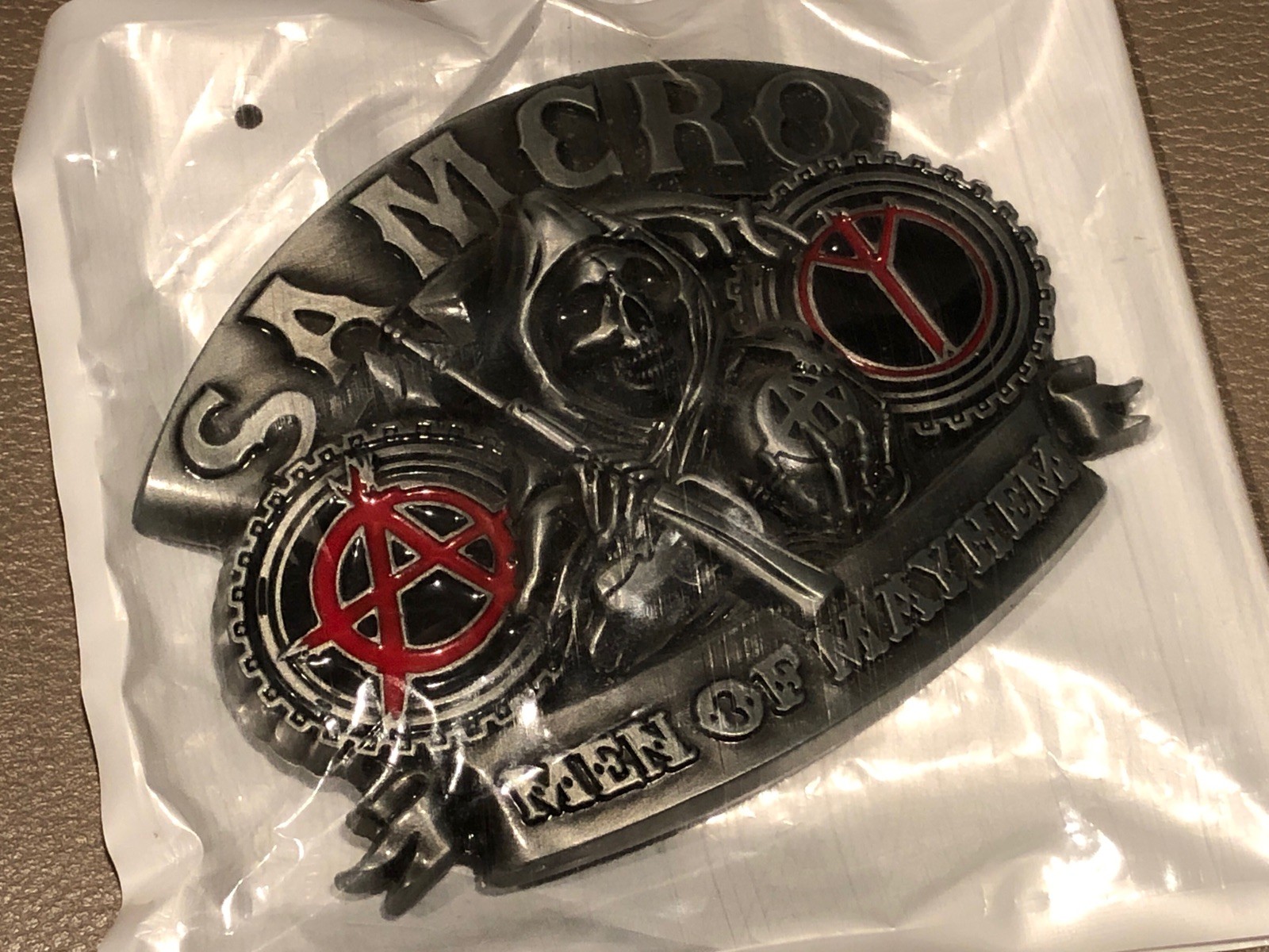 SAMCRO Sons of Anarchy Men of Mayhem 3D Grim Reaper Icon Metal Belt Buckle NWT