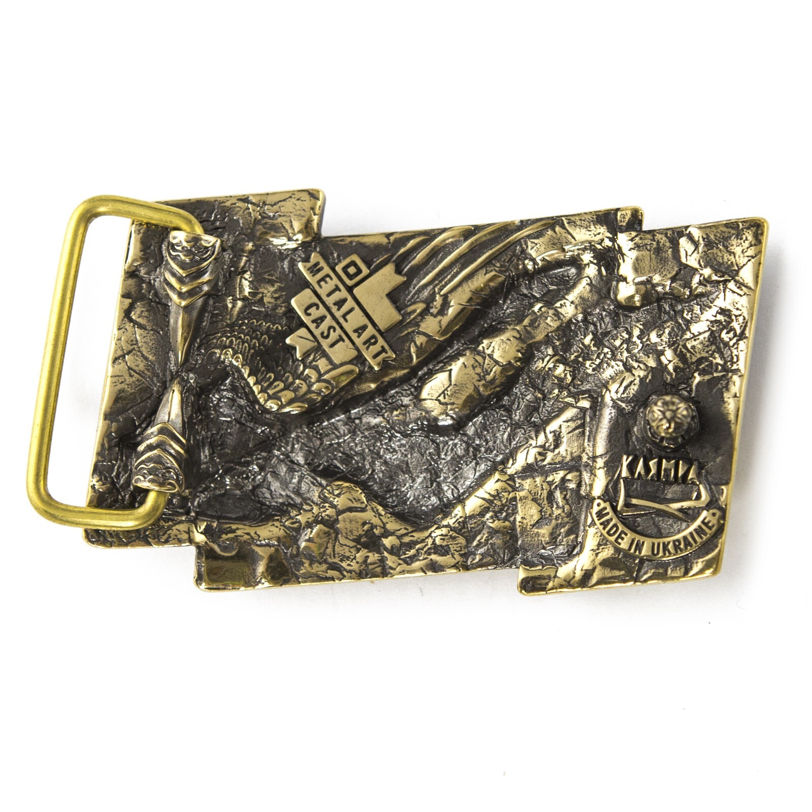 Sculptural handmade belt buckle « Free bird », Solid brass buckle Hawk buckle