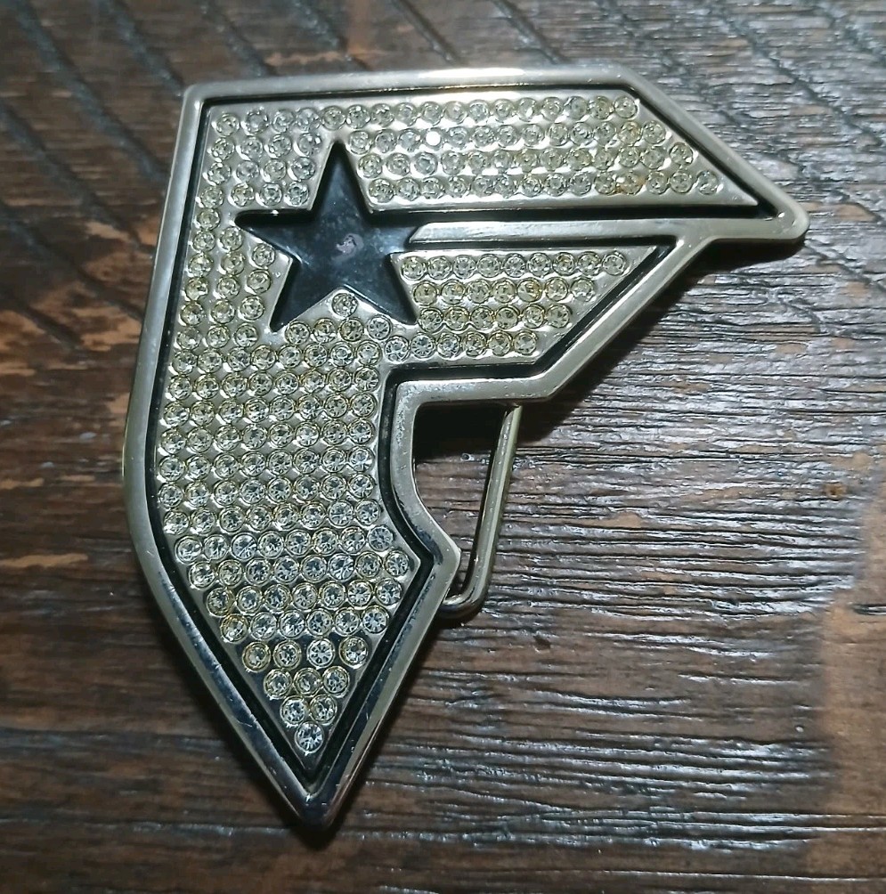 Famous Stars and Straps Belt Buckle Rhinestone Bling F Logo Y2K Travis Barker