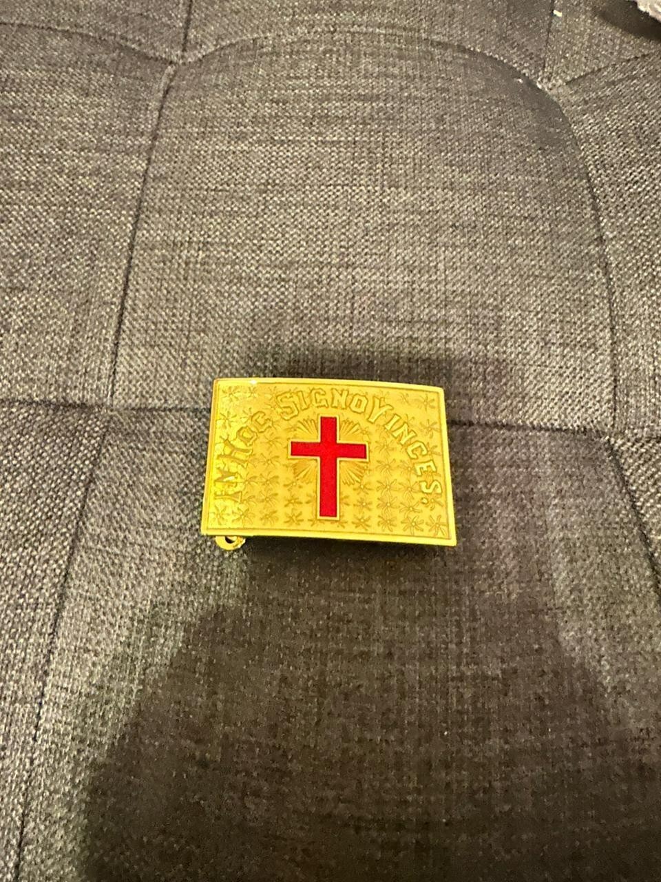 Masonic KNIGHTS TEMPLAR IN HOC SIGNO VINCES For Commander Sword Belt Buckle Gold