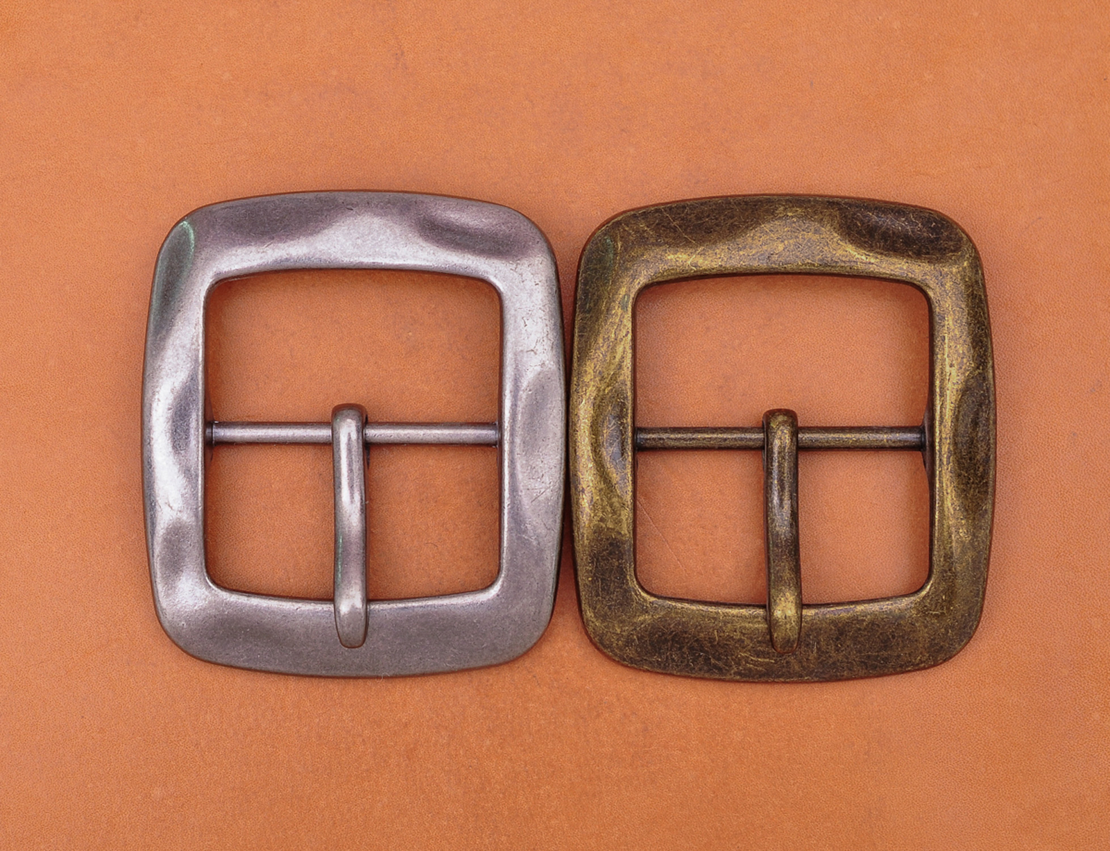 Vintage Silver Square Center Bar Pin Buckle for Leathercraft Belt Fit 40mm Strap