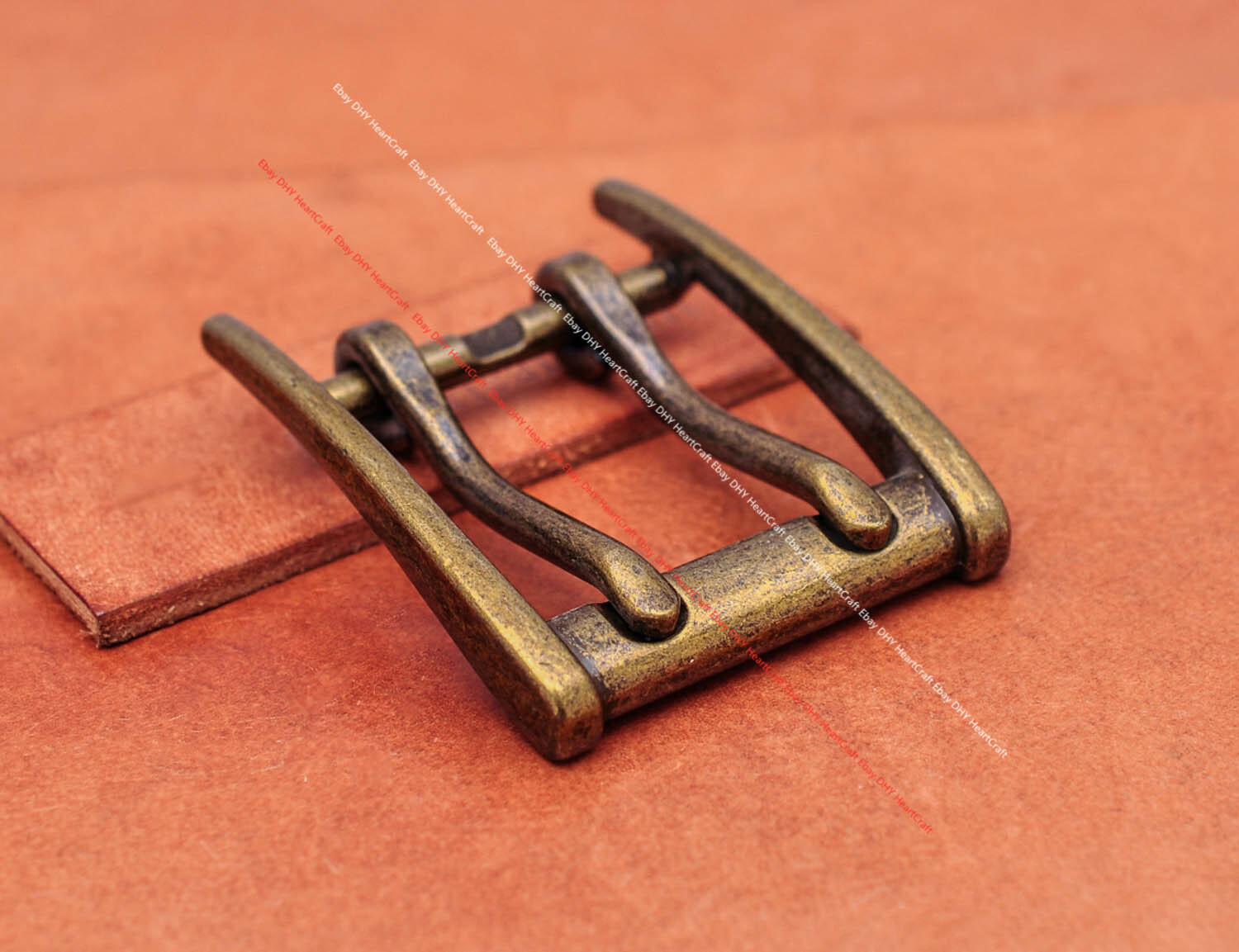 Sturdy Antique Brass Double Pin Prong Leathercraft Belt Buckle Fits 45mm Strap