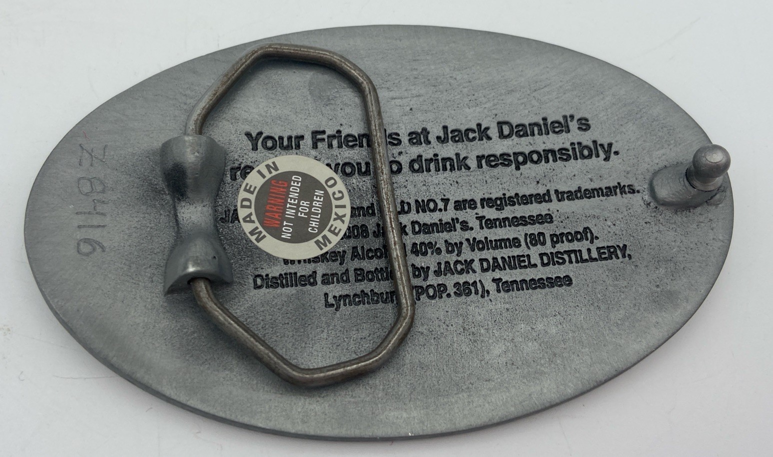 Vintage Jack Daniels Old No. 7 Whiskey Belt Buckle 2008 Silver tone