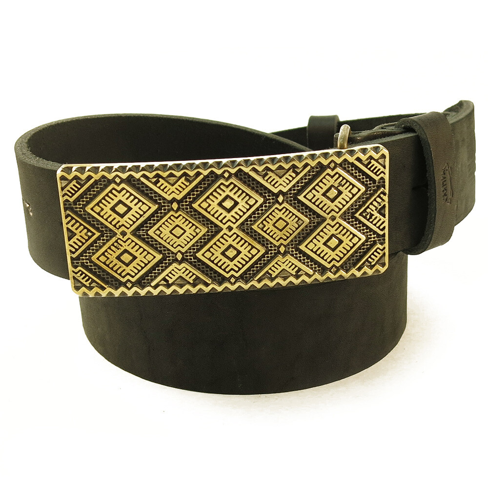 Handmade brass belt buckle « Krayka », Ukrainian ornamental buckle, woven buckle