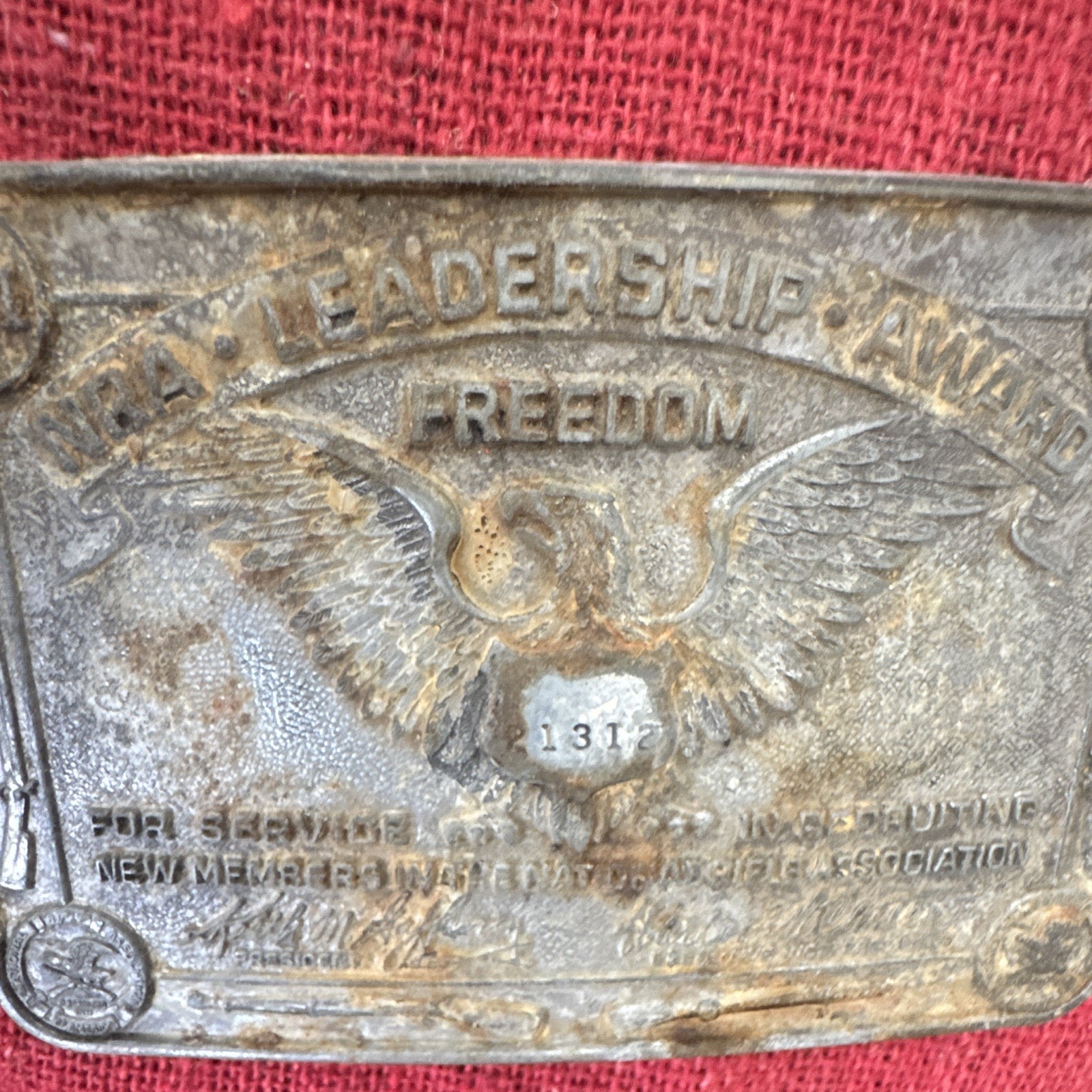 Vintage NRA Leadership Award Belt Buckle Freedom Recruiting Award #21312
