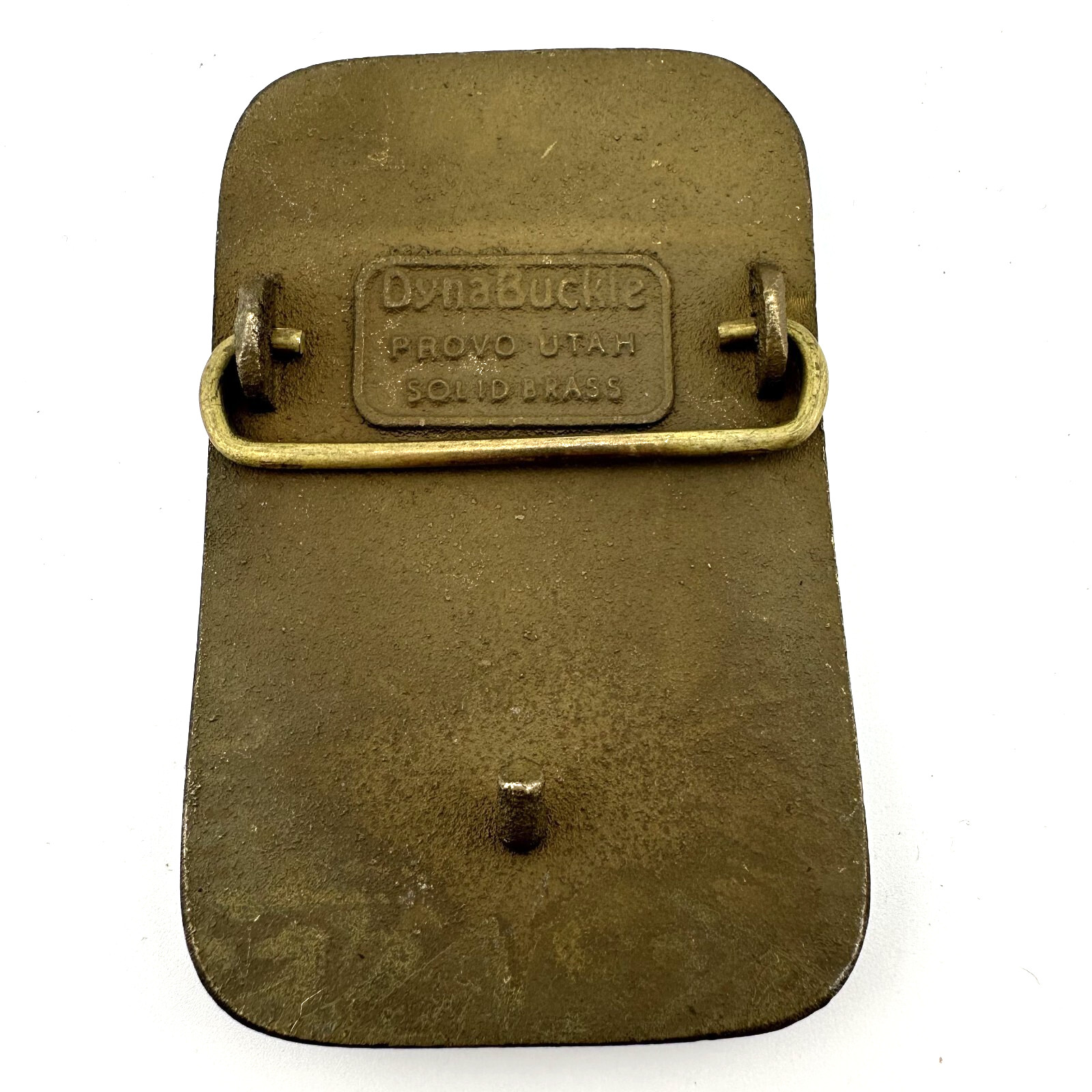 Mantis Max Trac DynaBuckle Solid Brushed Brass Belt Buckle USA Vintage 2 Inch