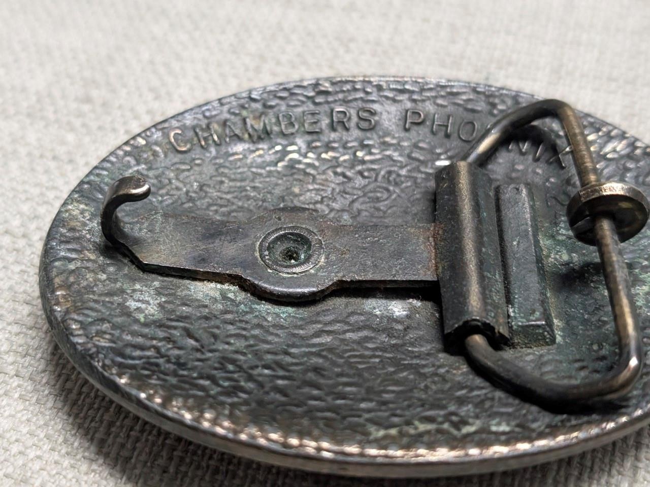 vintage 1970s belt buckle BRASS copper STEER bull texas WESTERN cowboy rodeo