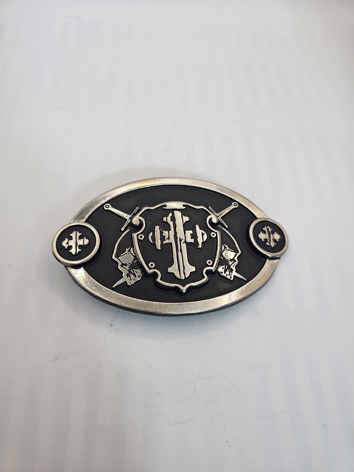 Swords & Cross Knight Shield Gothic Punk Rider Chrome Brand Belt Buckle #6216