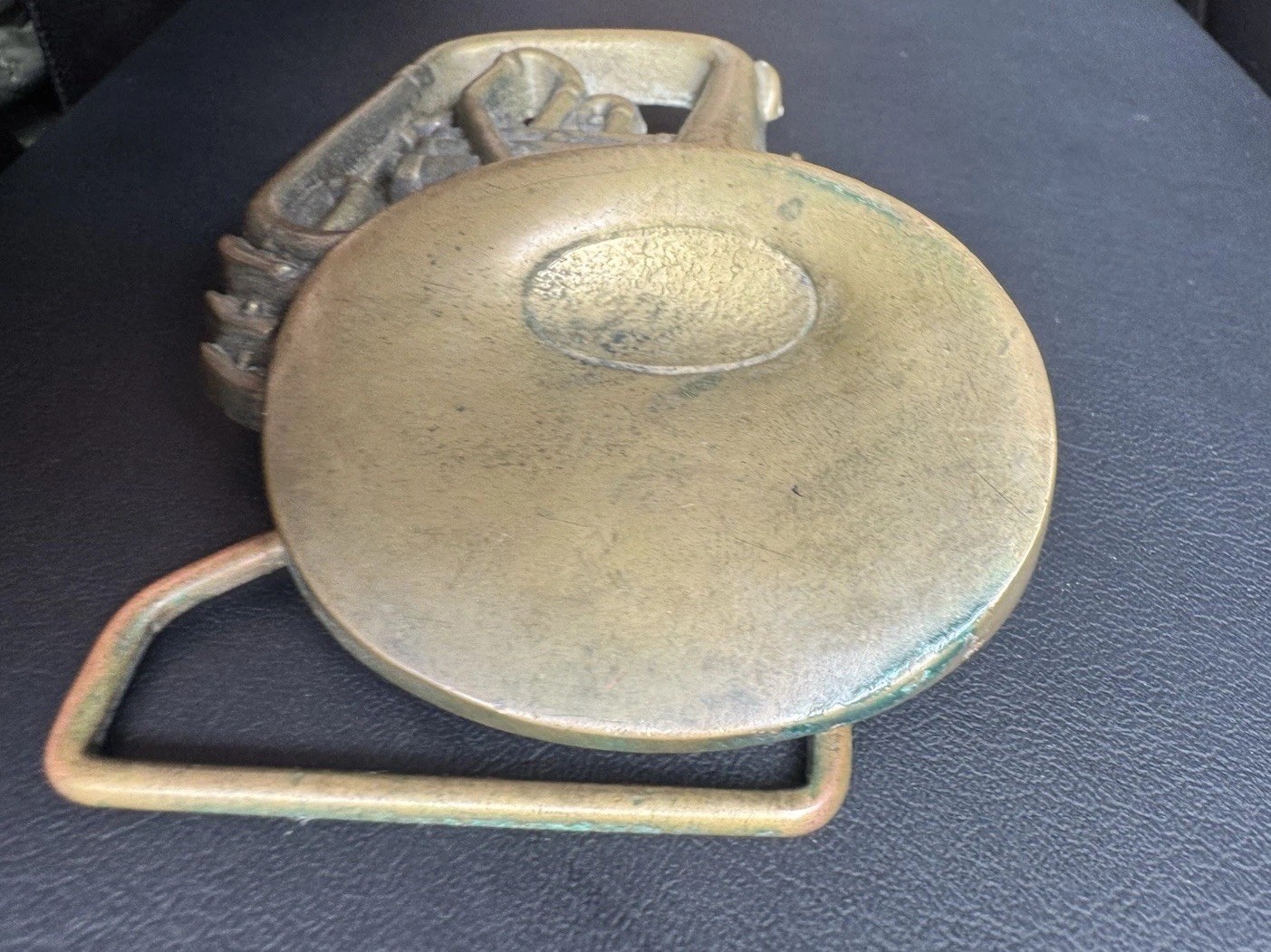 Vintage French Horn Solid Brass Belt Buckle 1978 Baron Buckles 6067 Taiwan