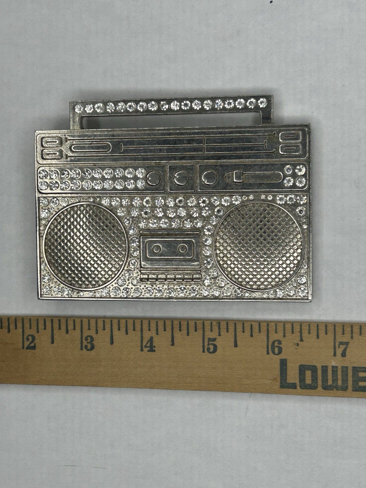 Cassette Tape Music Boom Box Rhinestones HIP HOP Rock Fashion Metal Belt Buckle