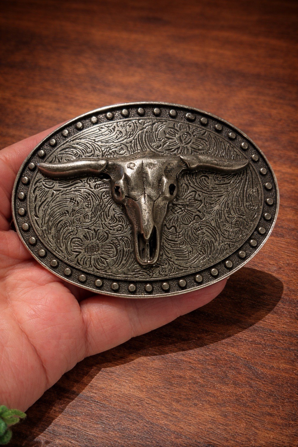 Longhorn Skull Belt Buckle | Antique Silver Finish, Fits 1.5&Prime; Belt