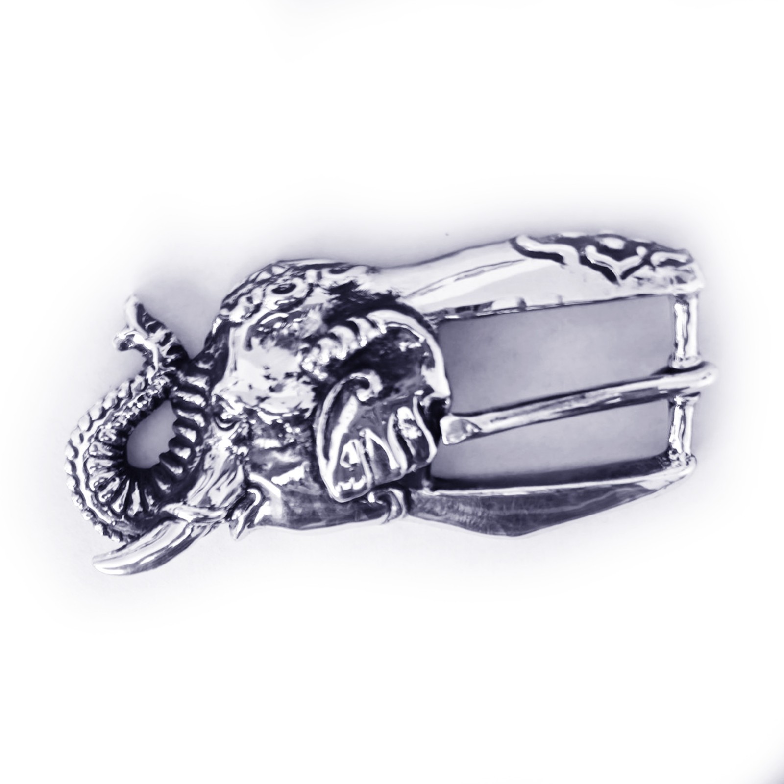Elephant Head Sterling Silver Belt Buckle
