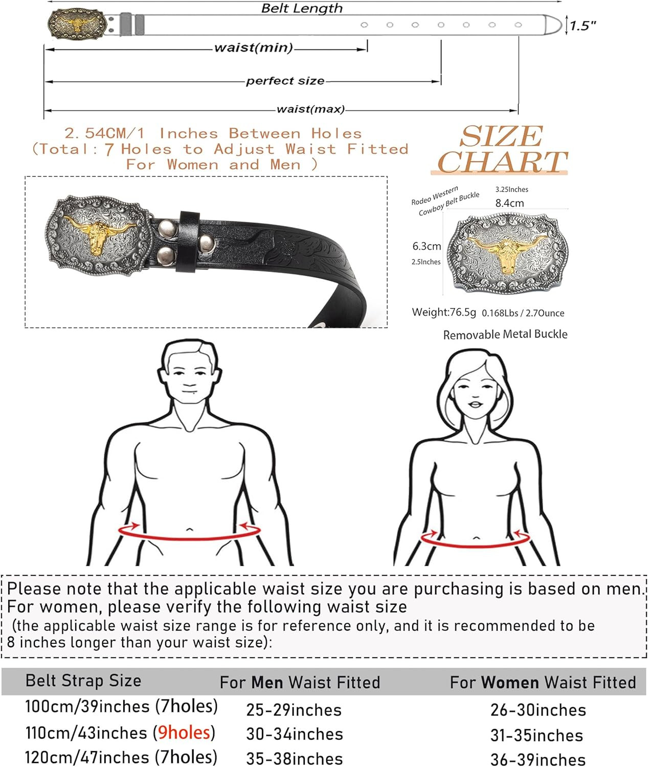 Western Cowboy-Belts for Men Big-Buckle Longhorn-Bull PU-Leather Rodeo Cowgirl-B