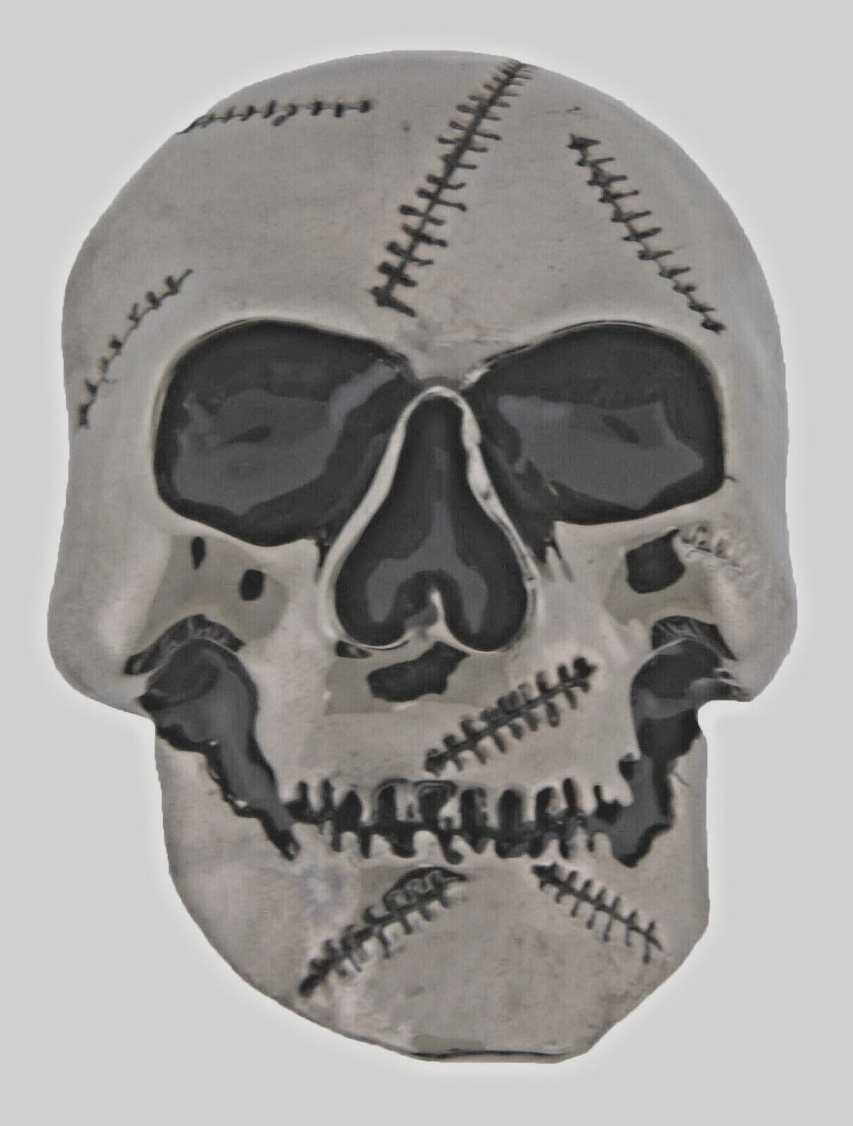 Skull Belt Buckles Costume Skeleton Halloween Party Tribal Gunmetal Gray Vintage
