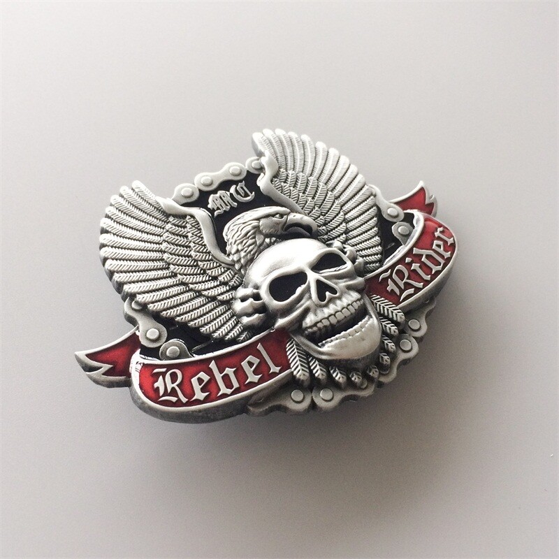 Vintage Style Western Rider Enamel Wings Skull Belt Buckle also Stock in the US