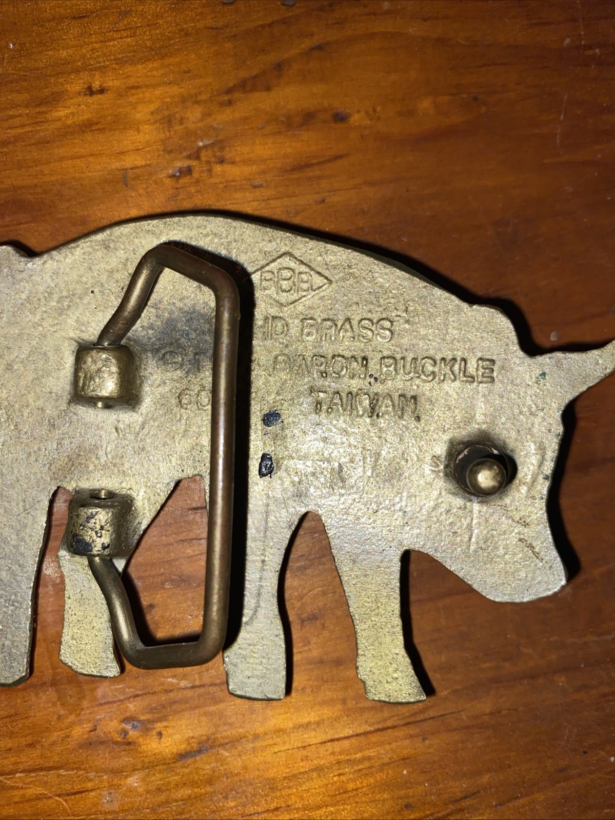 Vintage 1978 Baron Solid Brass Pig Belt Buckle