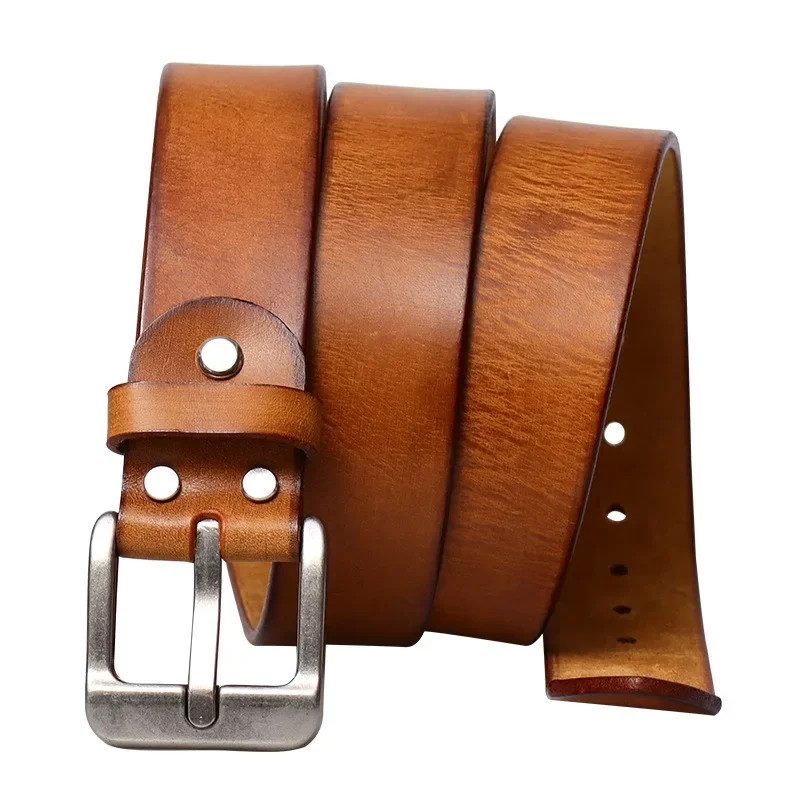 Vintage Leather Belt for Men Handcrafted Casual 3.8cm Width Distressed