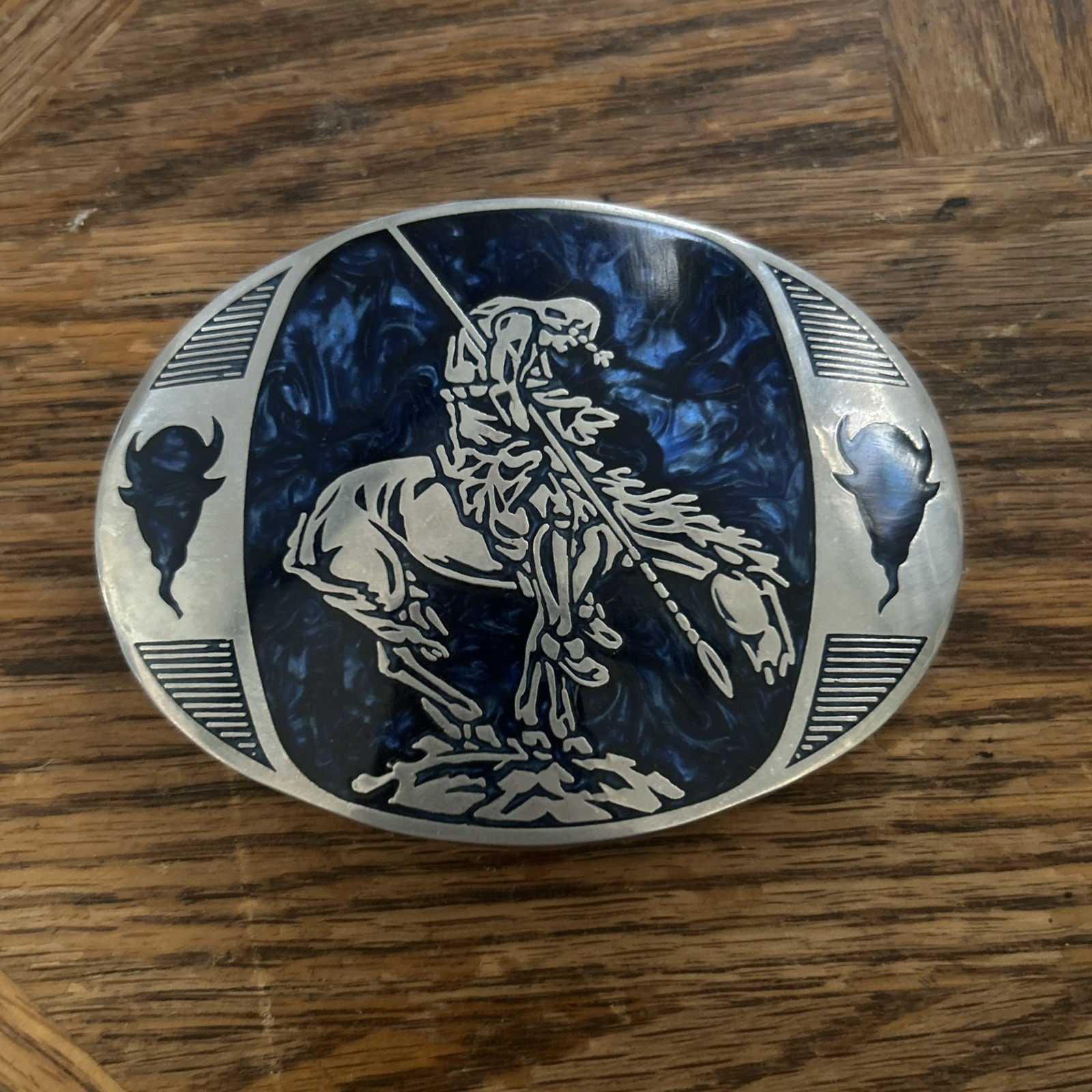 Vintage Award Design Metals Belt Buckle Native American “End Of The Trail”