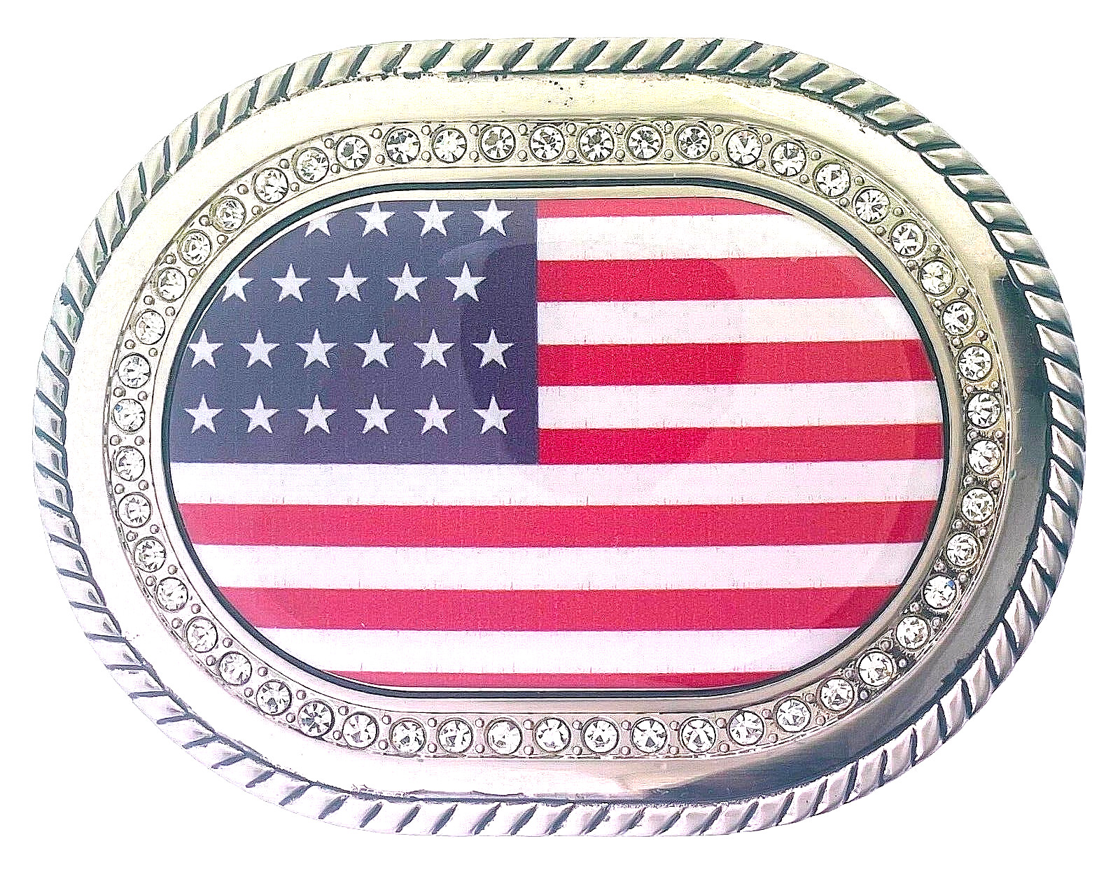 US Flag Belt Buckle American Men Women Happy 4th Gift Western Silver Rodeo Style