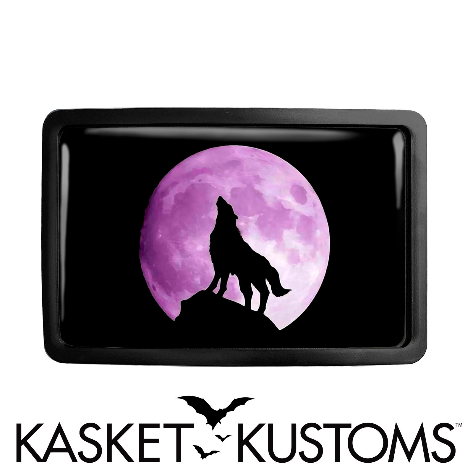 Howling Wolf Belt Buckle – Purple Moon Animal Spirit Rectangle Belt Buckle – 23