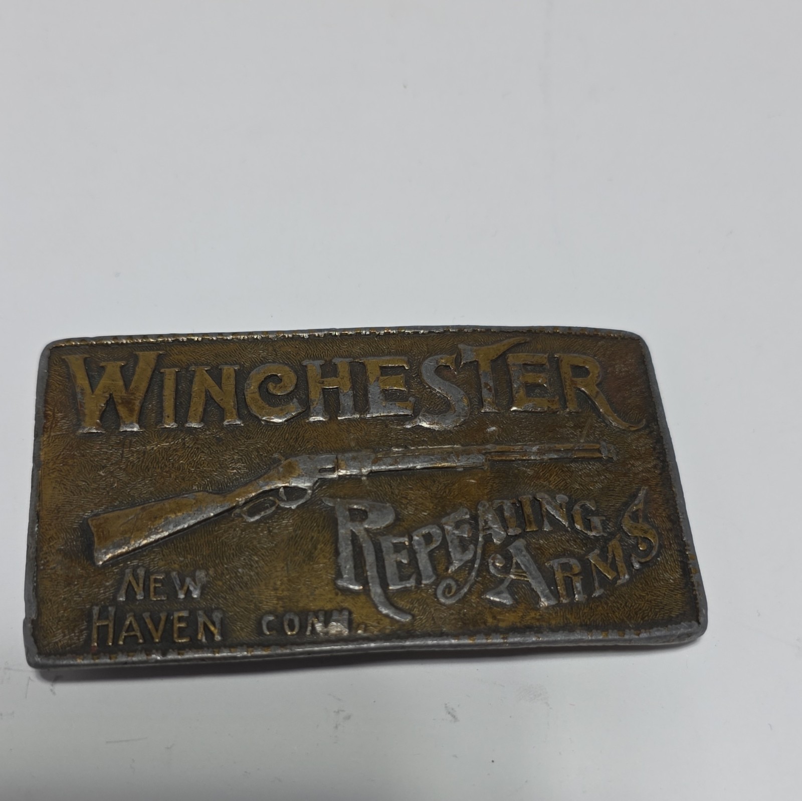 Winchester Western Belt Buckle Antique Finish Bronze Metal Fits 2 in Belt