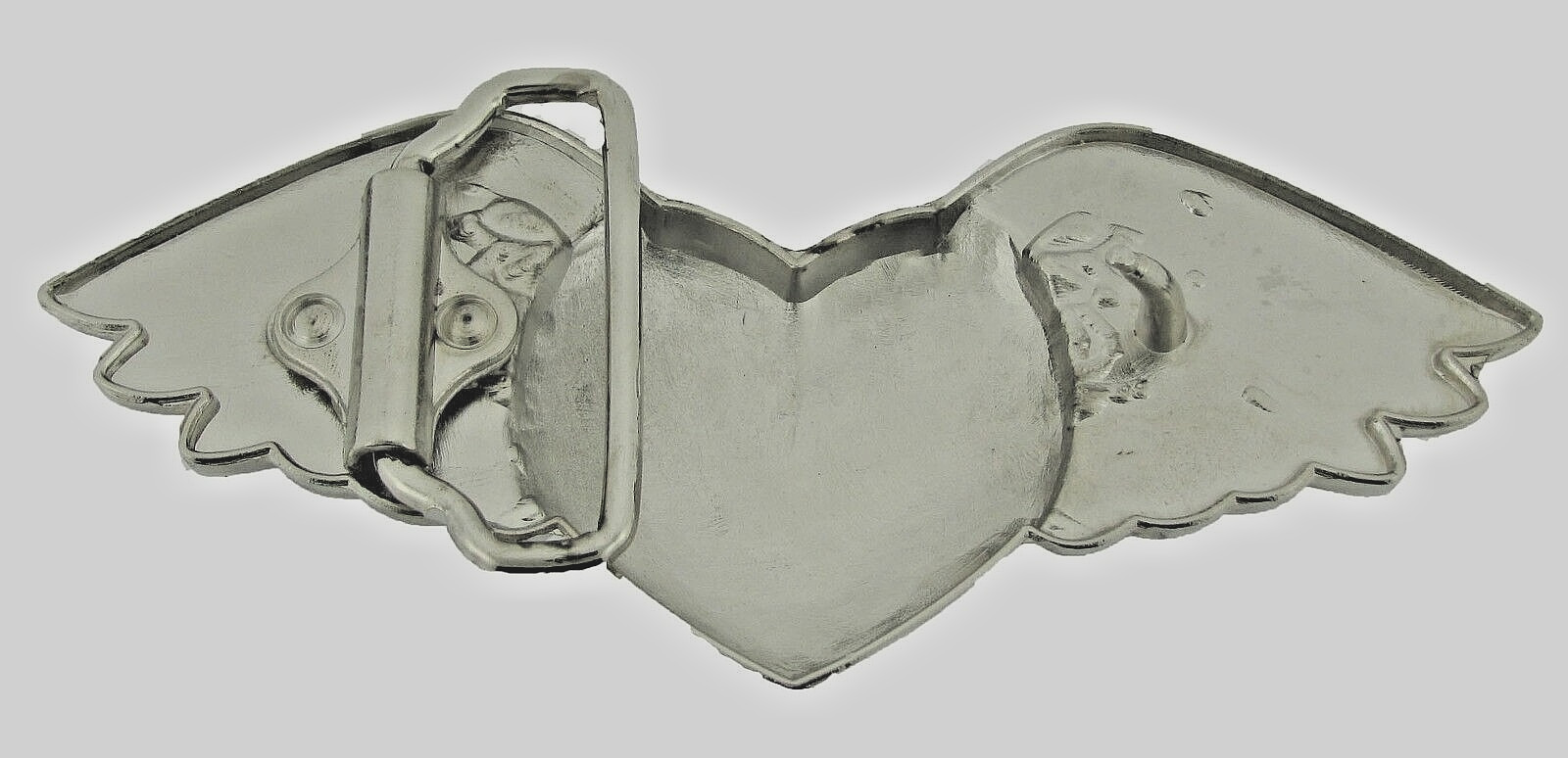 Heart Shaped Belt Buckle Wild at Heart Silver Chrome Vintage Metal Men Women New