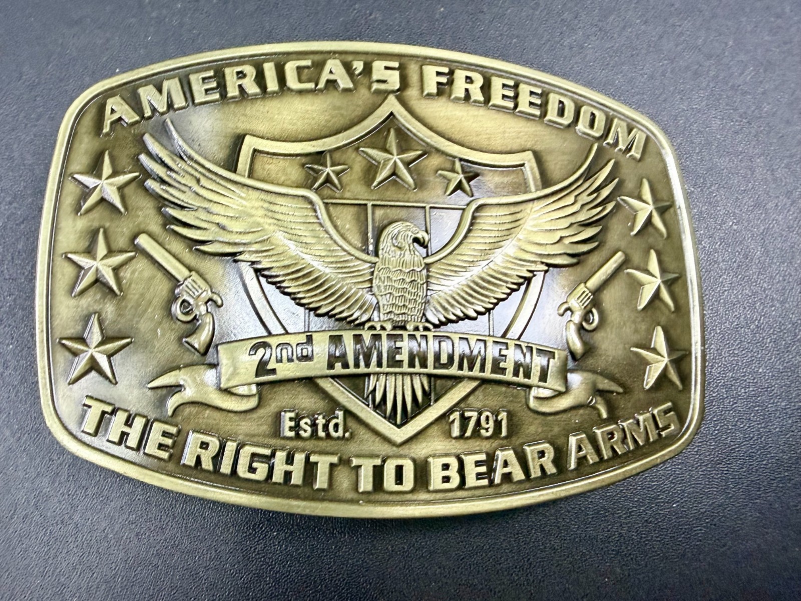 America&rsquo;s Freedom Right To Bear Arms 2nd Amendment Belt Buckle In New Condition