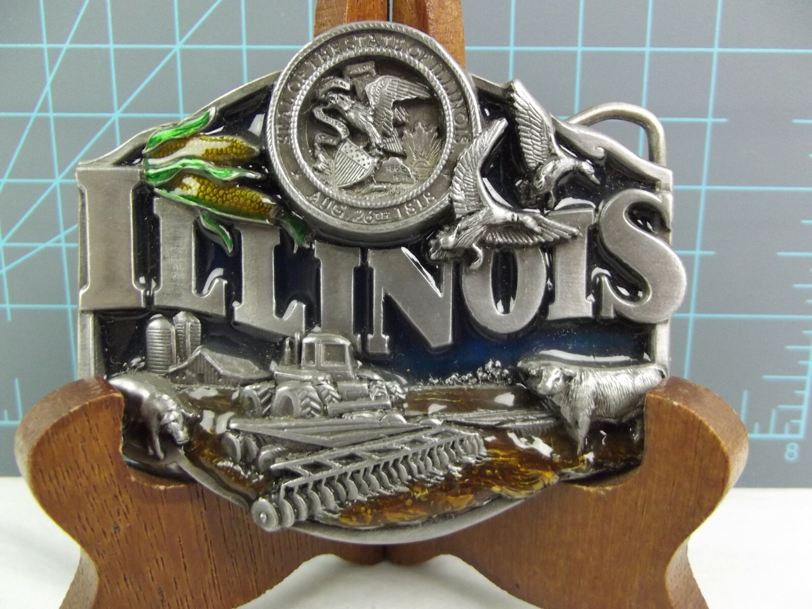 Vtg 80s State of Illinois Siskiyou enamel 21st State
