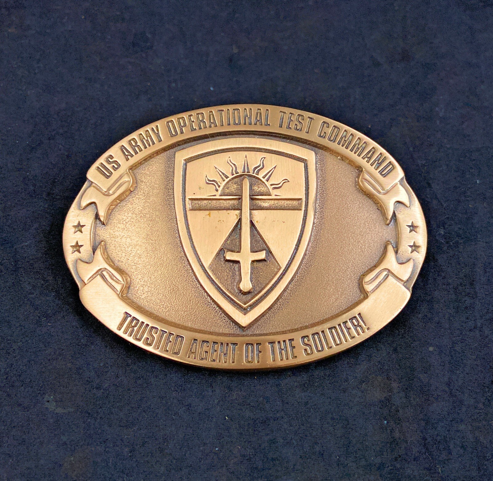 🌟US Army Operational Test Command OTC ATEC Insignia Crest, Brass Belt Buckle