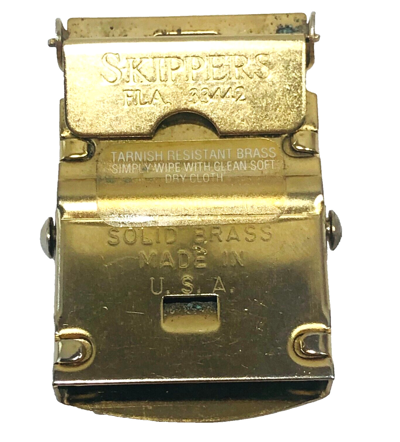 Brass Belt Buckle Crown Anchor USA Men&rsquo;s Nautical Boating Navy VTG Skippers FLA