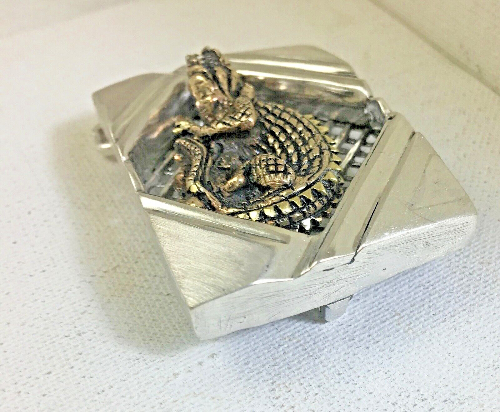 Alligator Artisan made sterling silver belt buckle