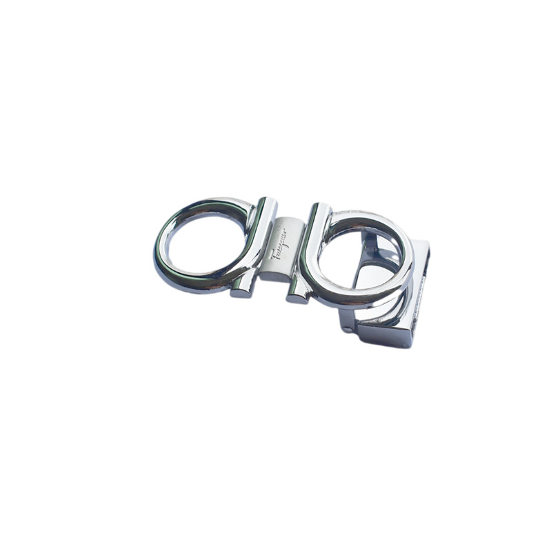 Silver Ferragamo Gancini alloy belt buckle For Men 34-35mm Leather Belts