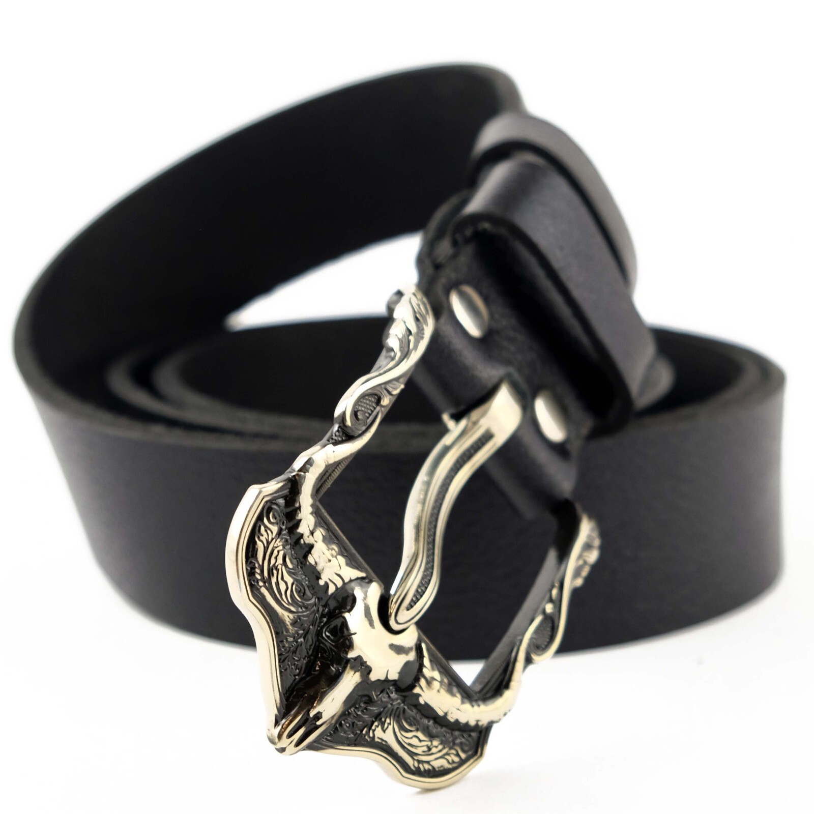 German silver belt buckle American Buffalo Skull, pin type, Bison skull buckle