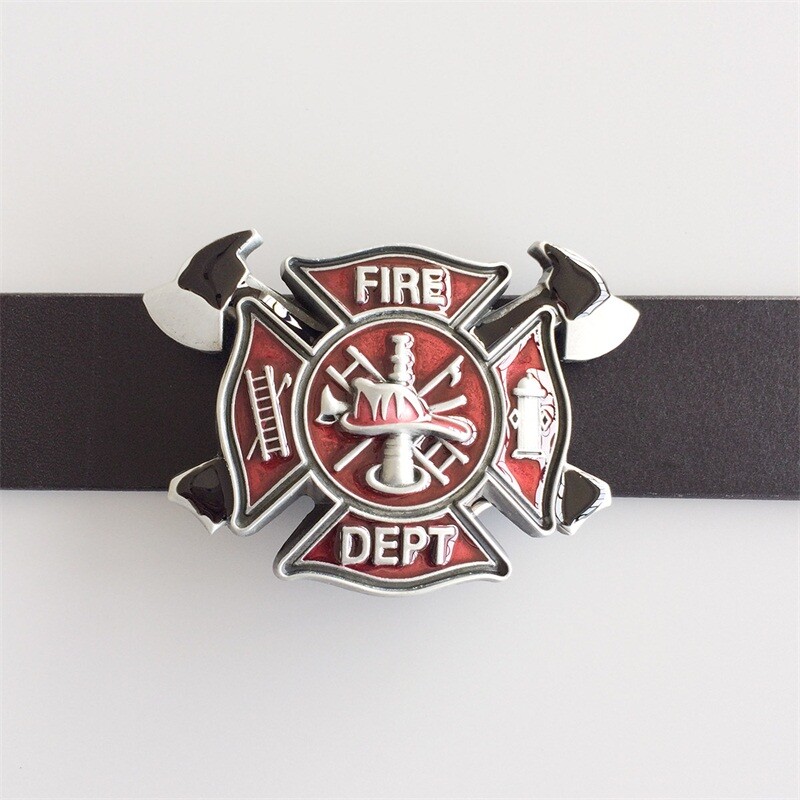 Vintage Style Fire Fighter Cross Enamel Belt Buckle also Stock in US
