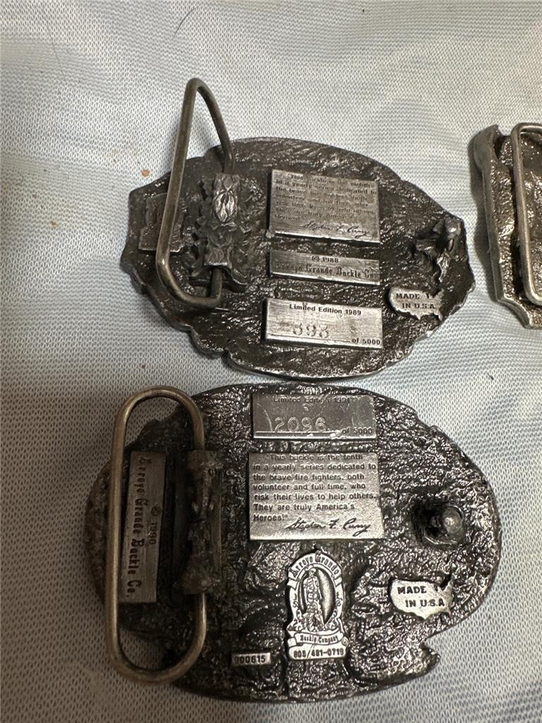 Huge Vintage Firefighter Belt Buckle Lot of Nine Buckles