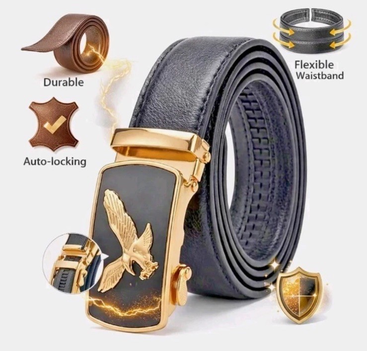 Men Eagle Decor Automatic Buckle Belt