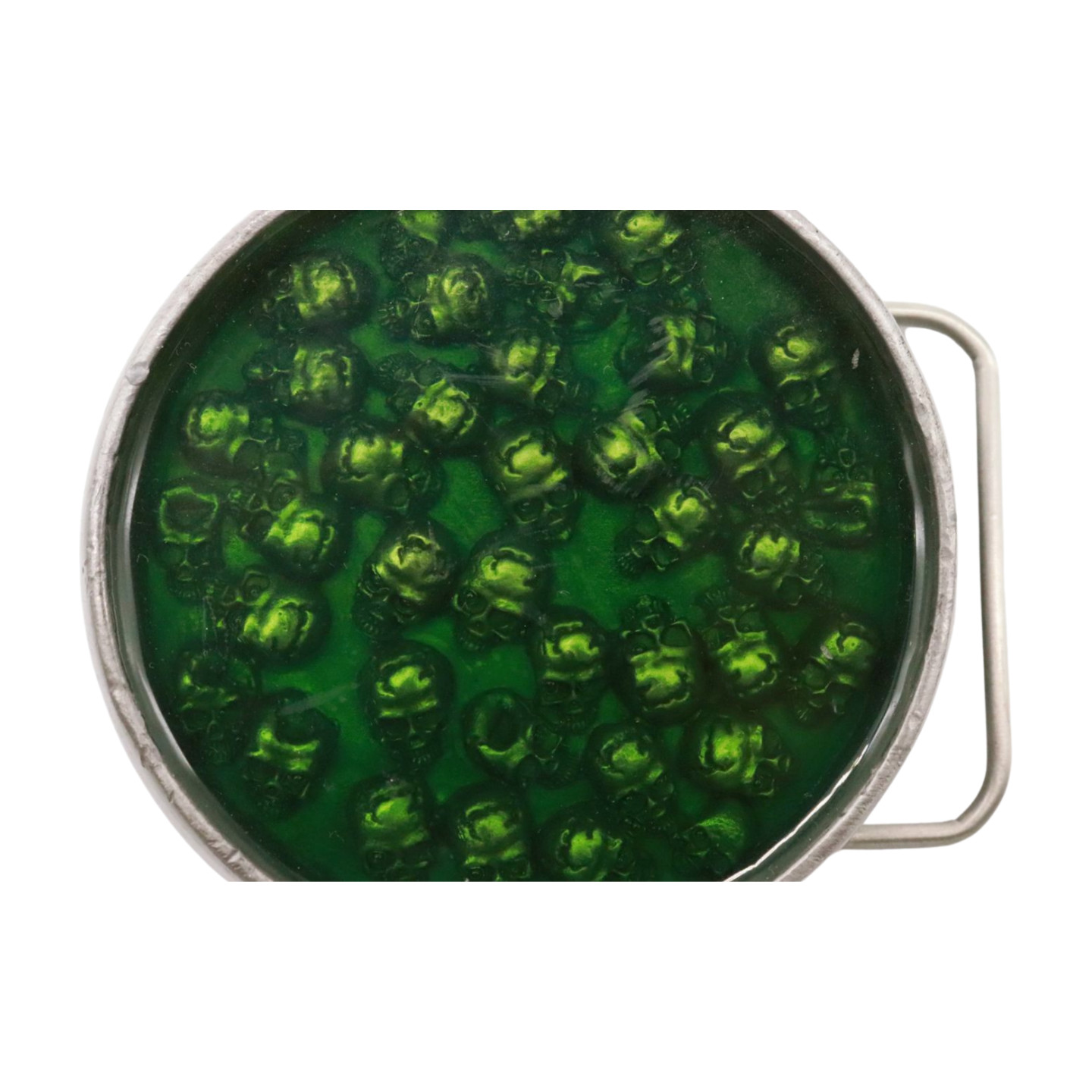 New Men Women Silver Metal Belt Buckle Skulls Biker Western Fashion Green Color