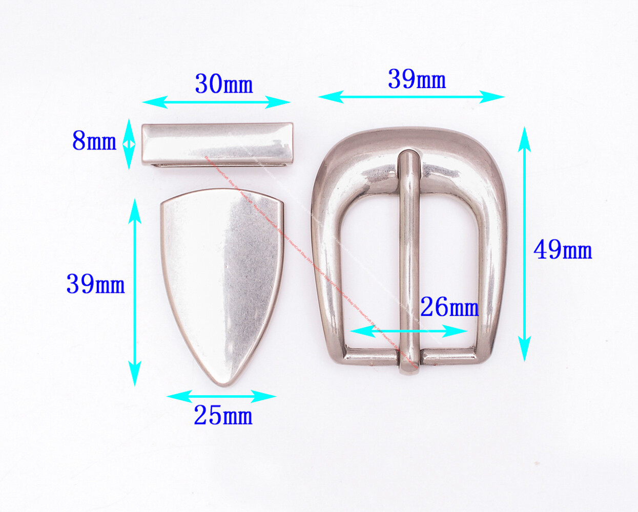 25MM Western Single Prong End Bar Leathercraft Belt Buckle Loop Tip 3-Piece Set