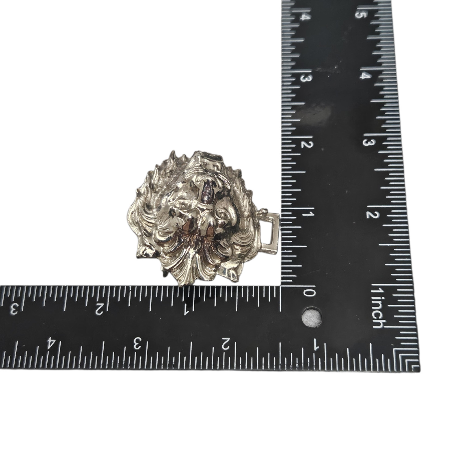 Vintage Silver Tone Lion Head Cinch Belt Buckle Clasp Replacement 1.5&Prime; Roaring