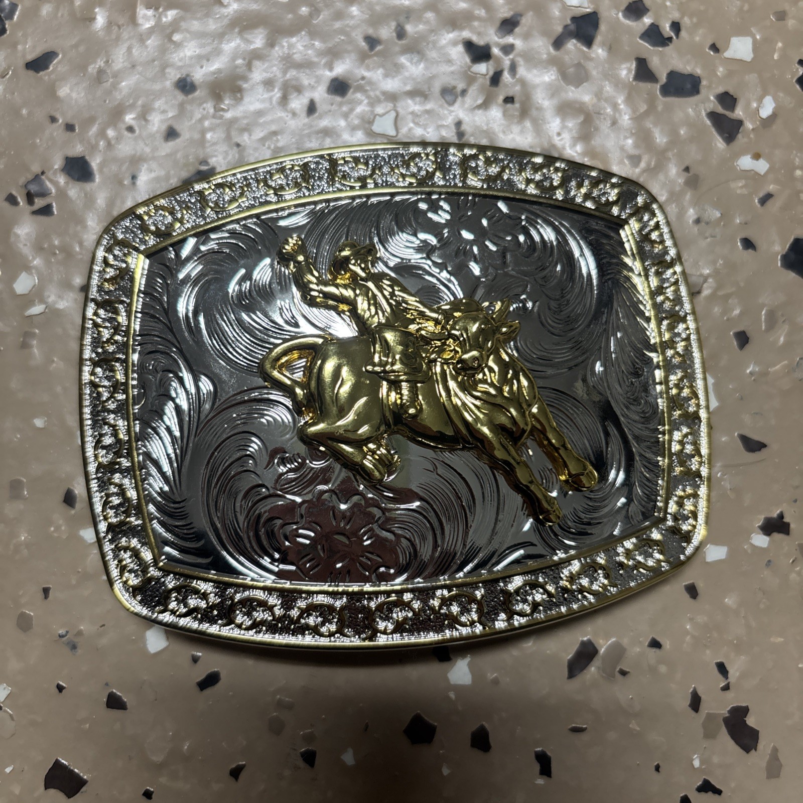 Rock Bull Ride Rodeo Cowboy Texas Western Shine Belt Buckle