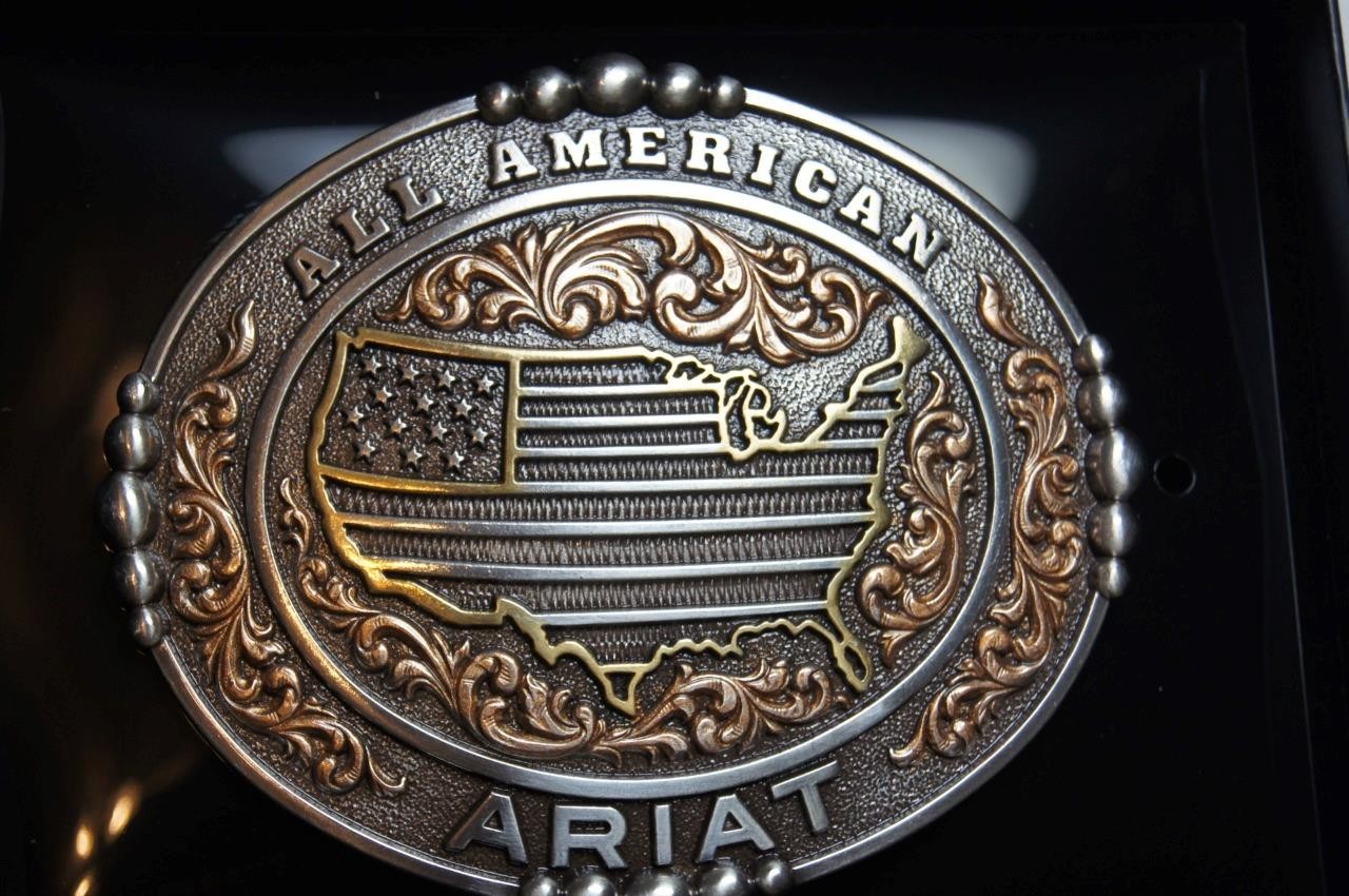 Ariat Western Belt Buckle All American Oval Logo Silver A37051